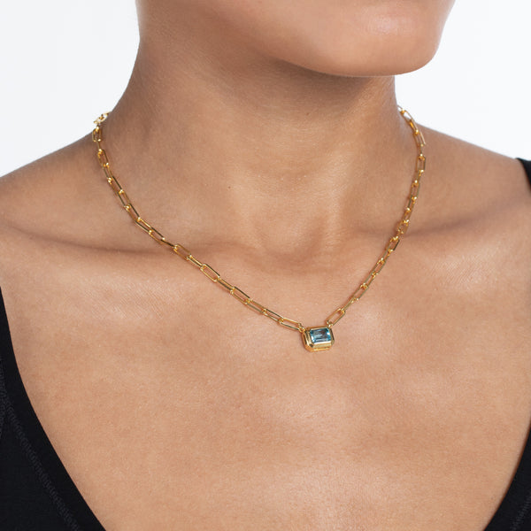 Blue Topaz Paperclip Necklace – Forever Today by Jilco