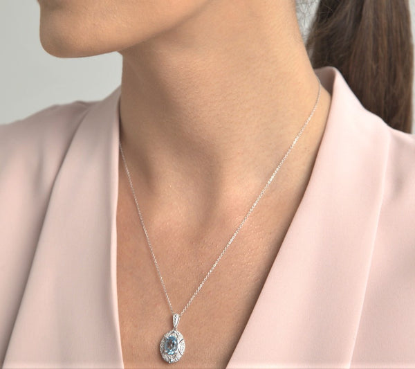 Blue Topaz & Diamond Filigree Necklace – Forever Today by Jilco