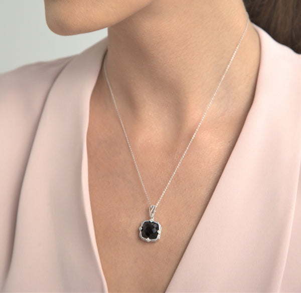 [HOLIDAYVISITOR] Black Onyx Stone Necklace /追跡付 Onyx & Diamond Necklace – Forever Today by Jilco