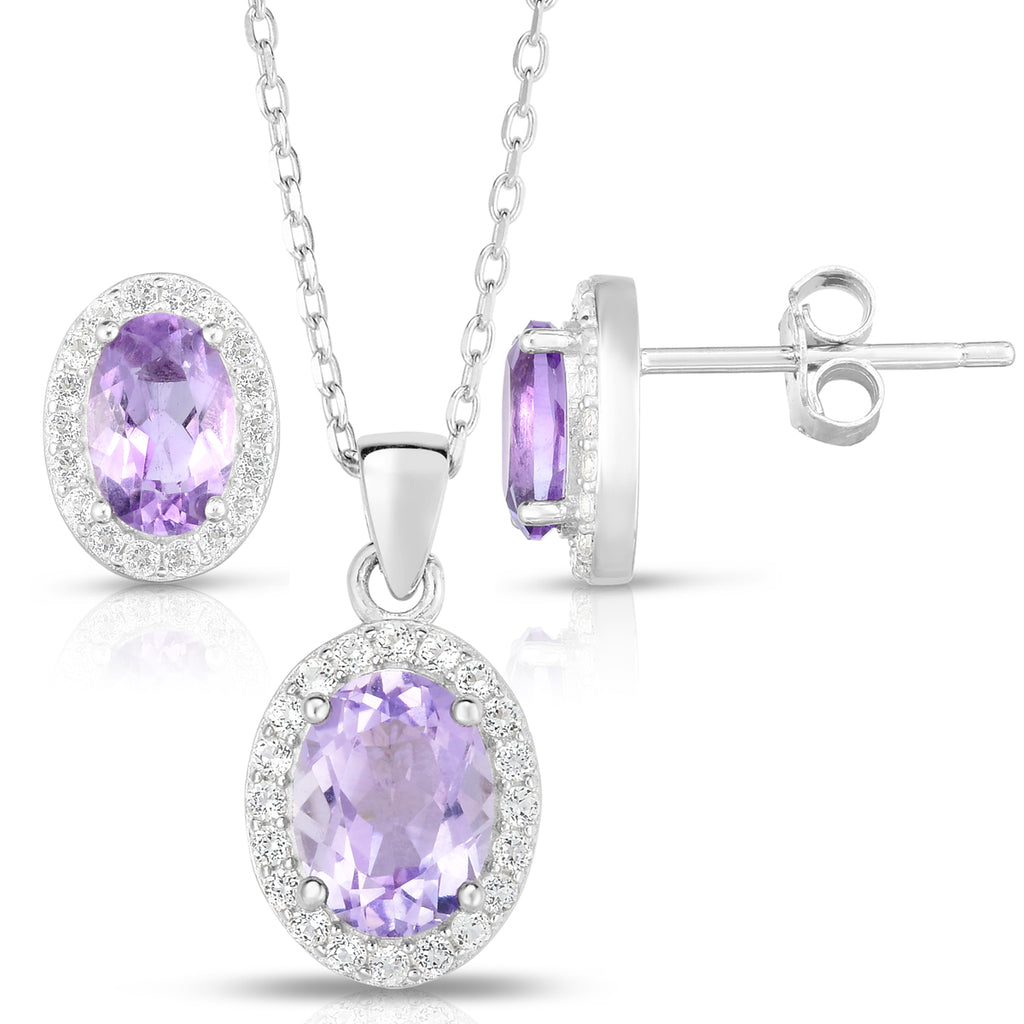 Amethyst Earrings & Necklace Set