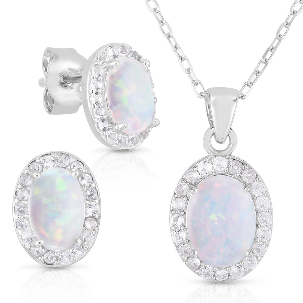 Opal Earrings & Necklace Set