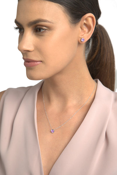Bezel-Set Gemstone Earring & Necklace Set – Forever Today by