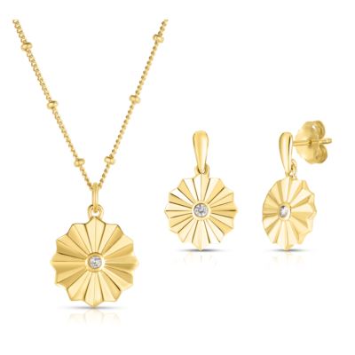 White Topaz Vermeil Earrings and Necklace Set