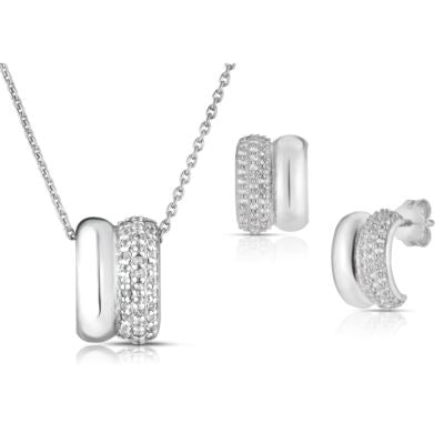 Pave White Topaz Earrings and Necklace Set