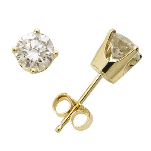 Classic Diamond Solitaire Earrings in 14k Yellow Gold – Forever Today by  Jilco