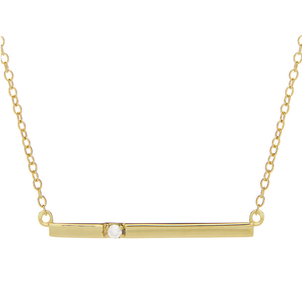 Sterling Silver Diamond Bar Necklace
