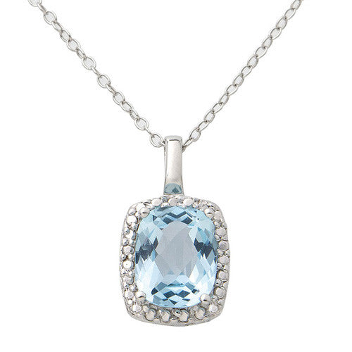 Blue Topaz Gemstone 925 Sterling Silver Sun Pendant Necklace / Hp-41