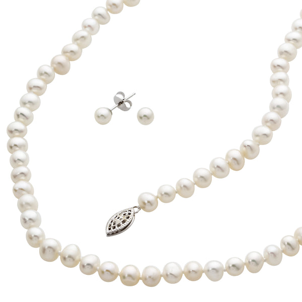 Freshwater Breeding Pearl Necklace With Black Agate and Freshwater Pearl  Scree Earrings -  Canada