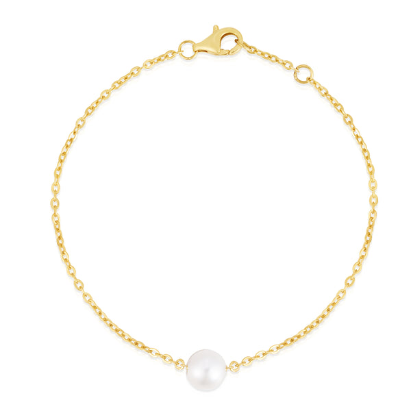 Single Pearl Bracelet Yellow Gold Plated