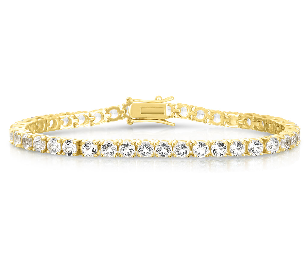 Round White Topaz Tennis Bracelet- Vermeil