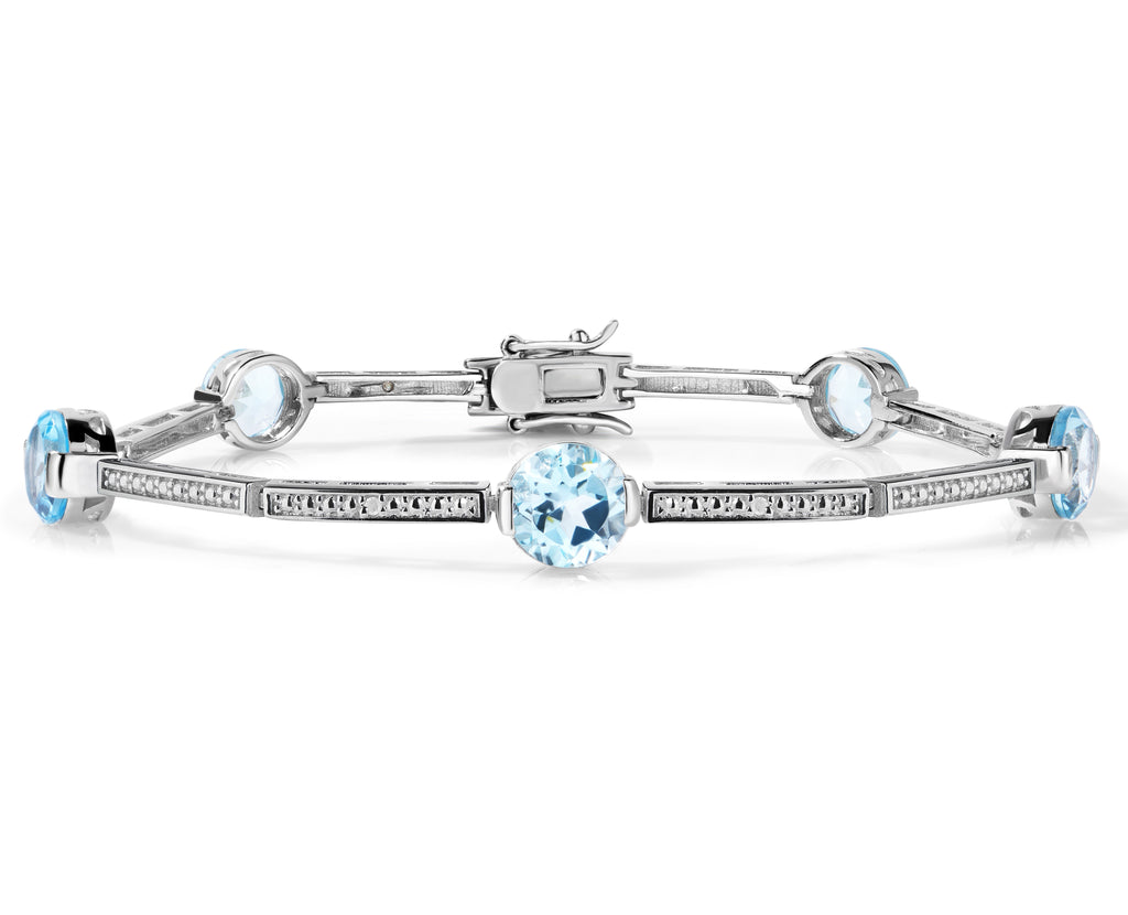 Bezel-Set Topaz  & Diamond Bracelet