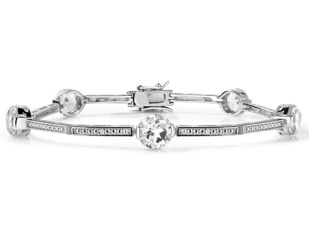 Bezel-Set Topaz & Diamond Bracelet