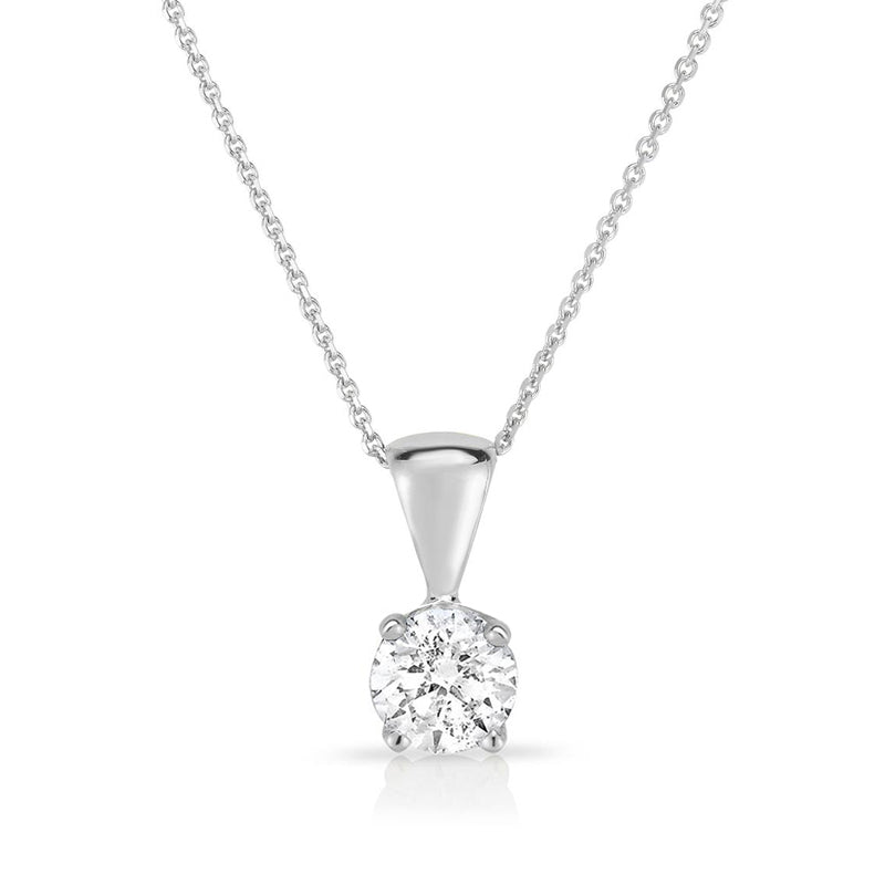 Classic Diamond Solitaire Necklace in 14k White Gold