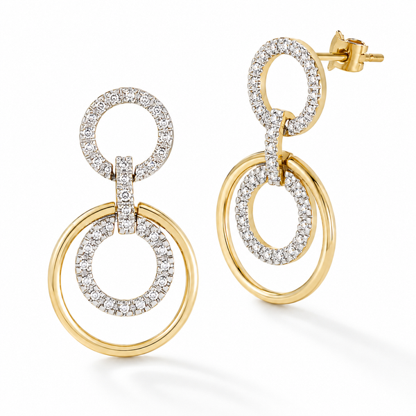 Two-tone Circle 'n Circle Diamond Earrings