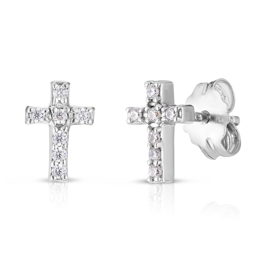 White Topaz Cross Studs