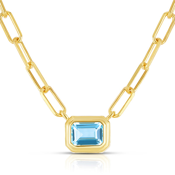 Blue Topaz Paperclip Necklace
