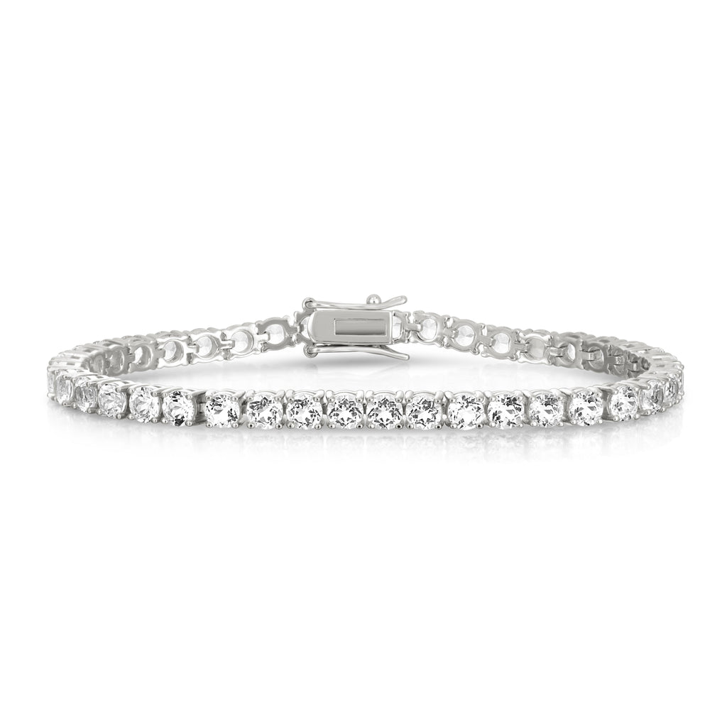 Round White Topaz Tennis Bracelet- Sterling Silver