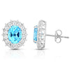 8x6mm Blue Topaz surrounded by Genuine White Topaz