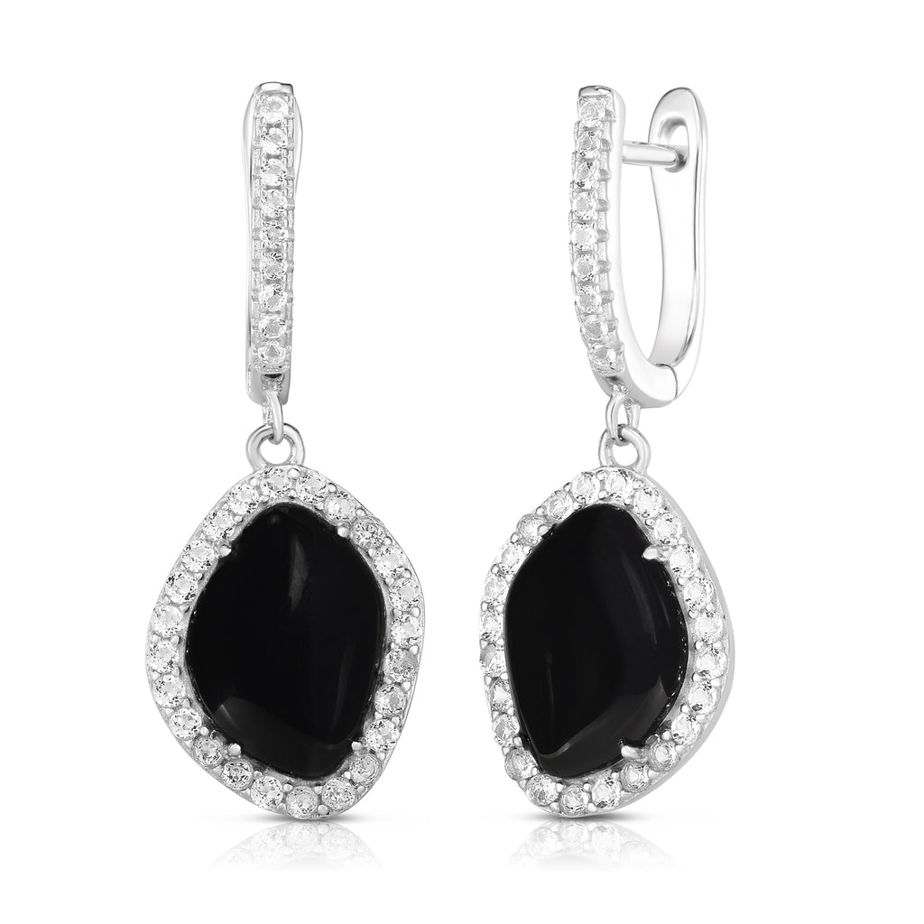 Black Onyx & White Sapphire Earrings