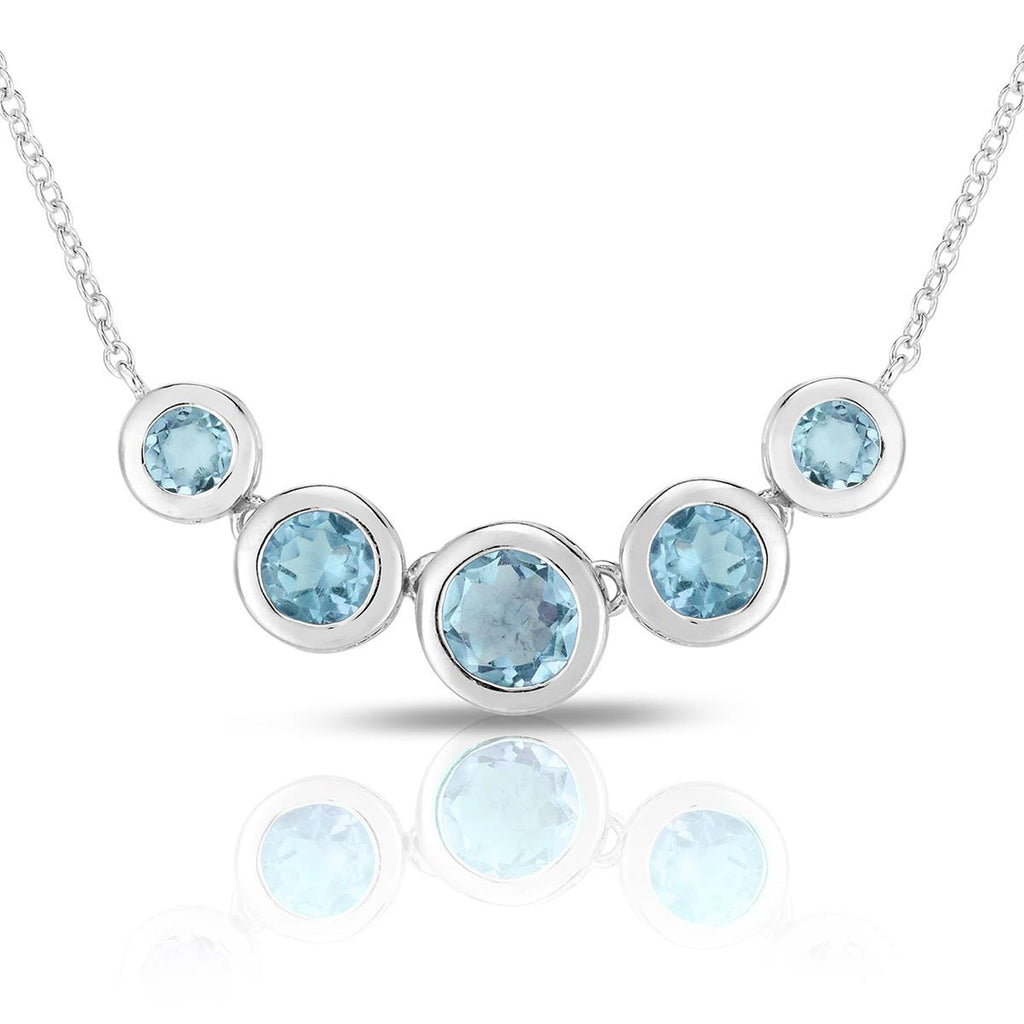 Bezel Set Genuine Gemstone Necklace