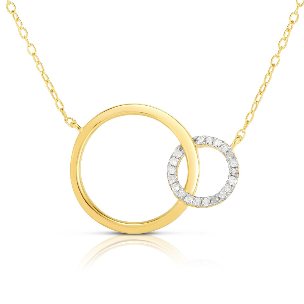 Double Diamond Circle Pendant Necklace | MICHAEL M
