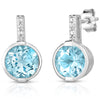 Bezel-Set Topaz & Diamond Earrings