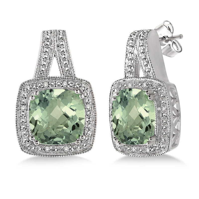 Diamond & Green Amethyst Earrings