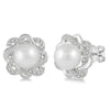 Flower Pearl & Diamond Earrings