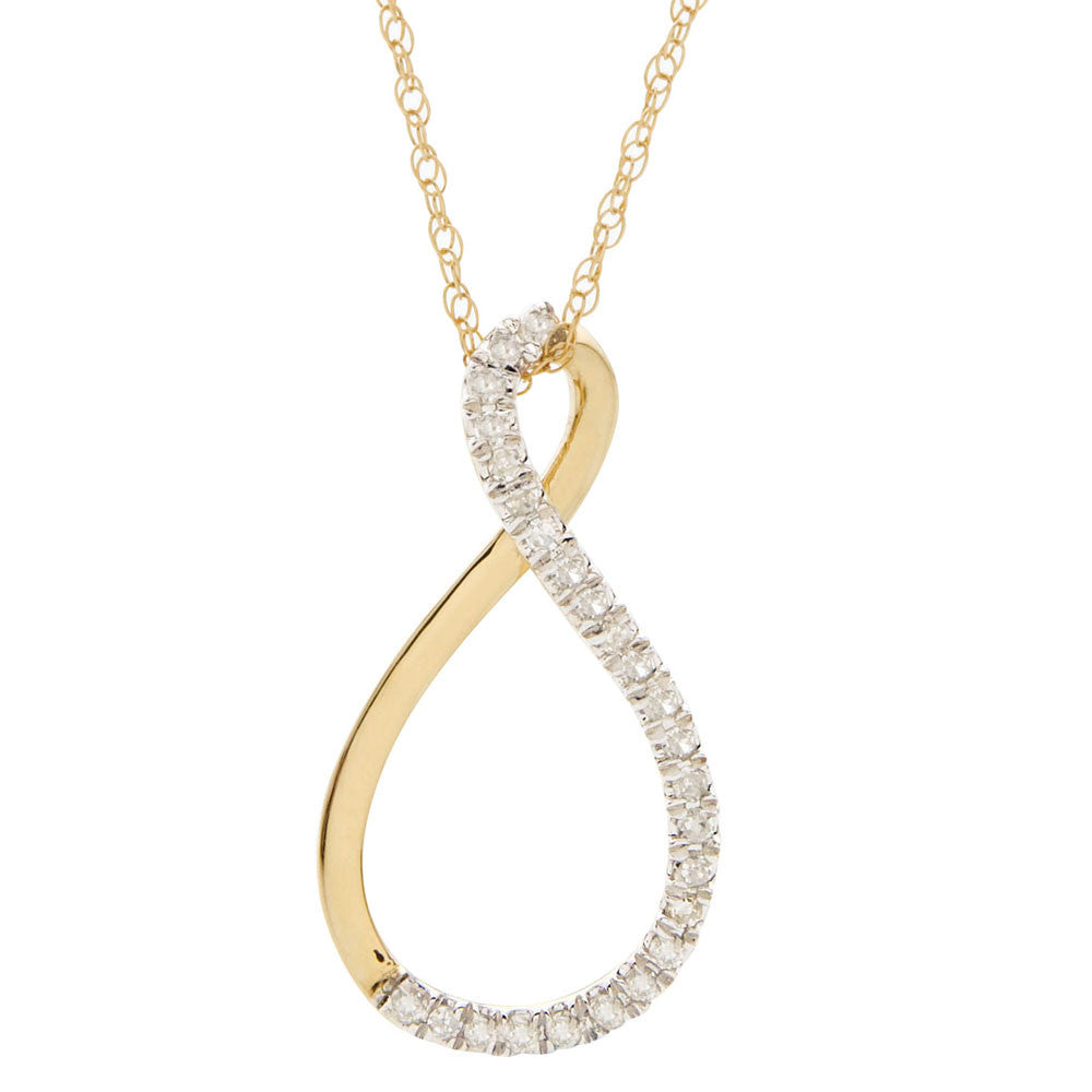 Yellow gold diamond infinity necklace Clearance