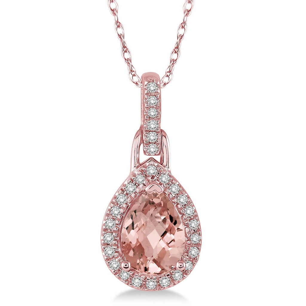 Juliana 1/2 ct Round Morganite Womens Solitaire Pendant Necklace 14K Rose  Gold.Included 16 Inches 14K Rose Gold Chain | TriJewels