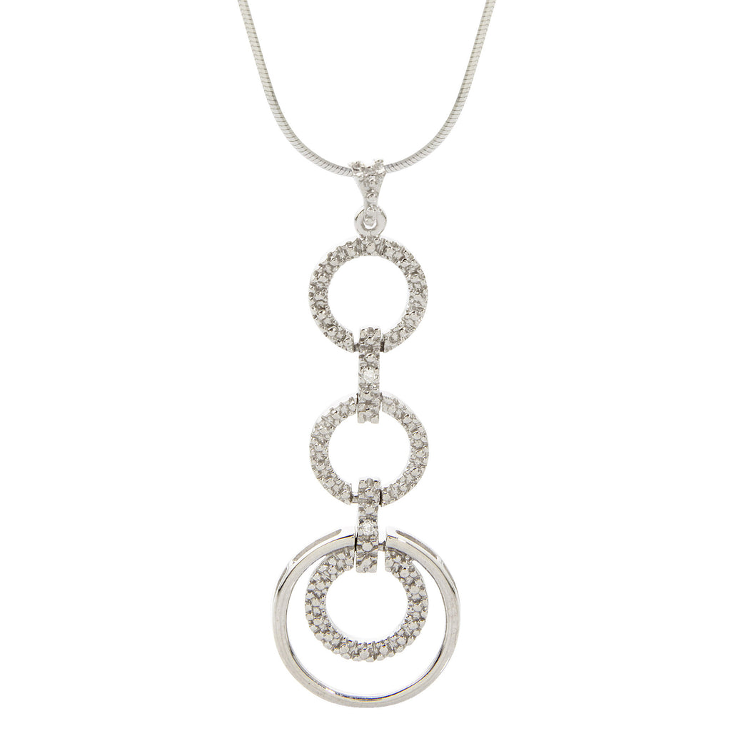 14KT White Gold Double Circle Necklace 0.20 CT. T.W. - Spence Diamonds