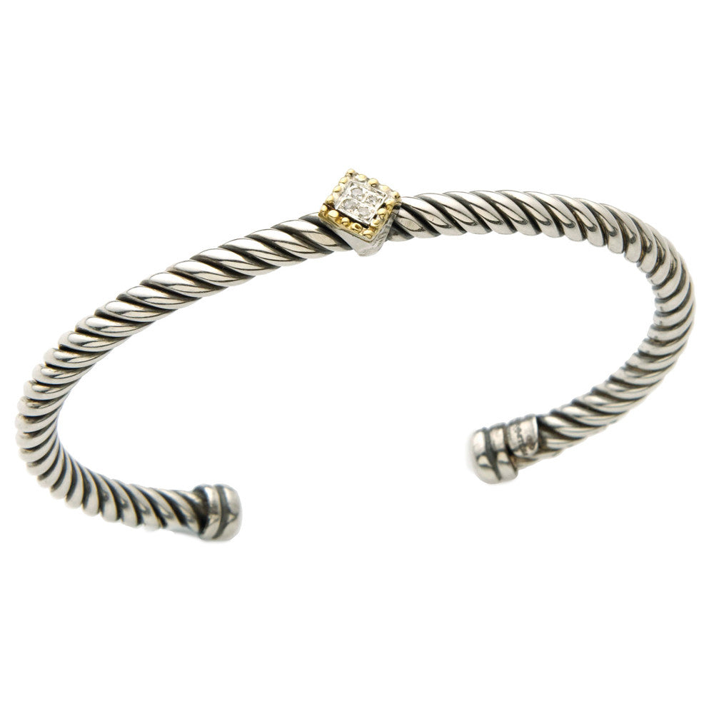 Diamond Cable Link Cuff Bracelet