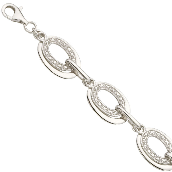 Geometric Sterling Silver and Diamond Bracelet