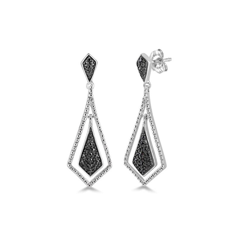 Buy AYESHA Womens Metallic Silver Double Drop With Black Stone Western  Earrings | Shoppers Stop