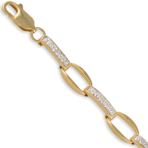 Contemporary Sterling Silver Diamond Bracelet