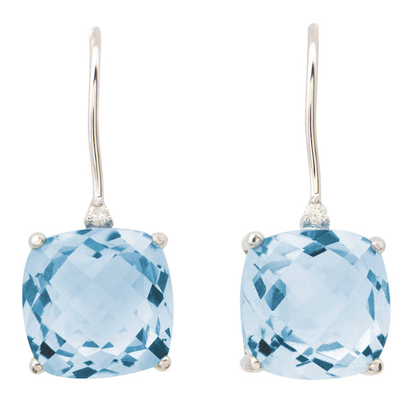 Blue Topaz & Diamond  Earrings