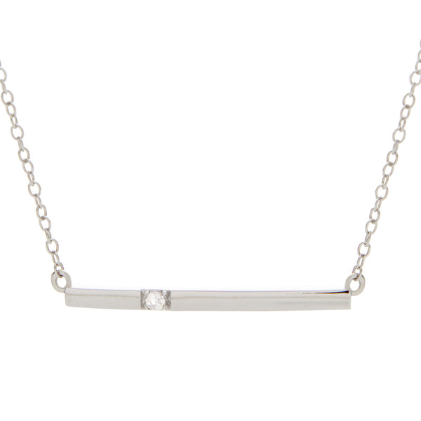 Sterling Silver Diamond Bar Necklace