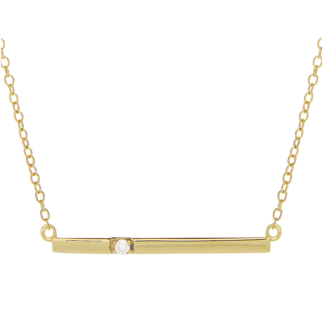 Sterling Silver Diamond Bar Necklace Gold Overlay – Forever