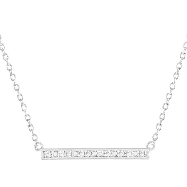 Silver Pavé Bar Diamond Necklace