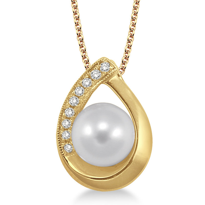 Diamond & Pearl Necklace set in 10K Gold