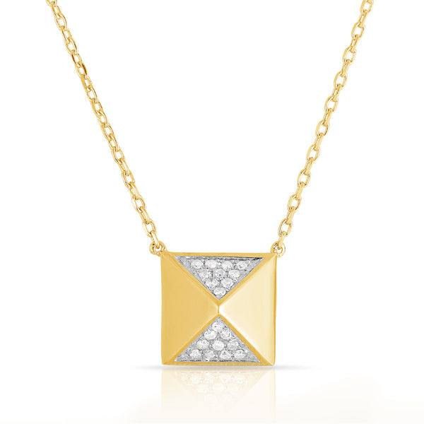 Sterling Silver Cube Necklace - Gold Overlay