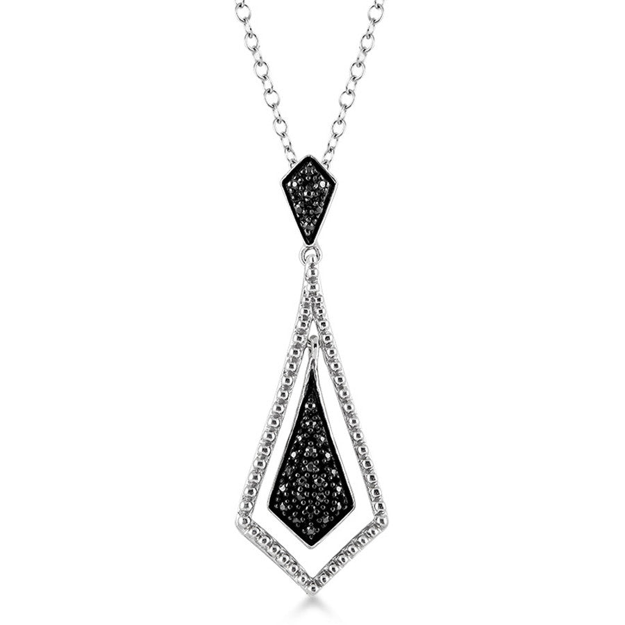 Black diamond silver necklace Clearance