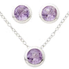 Bezel-Set Amethyst Earring & Necklace Set
