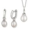 photo of cultured freshwater tear drop pearls set in sterling silver 