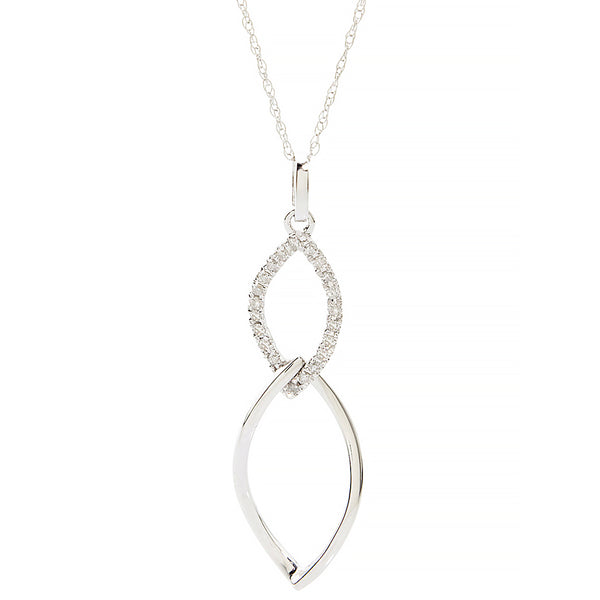 Nouveau diamond necklace with .10twt round diamonds set in 10k white gold