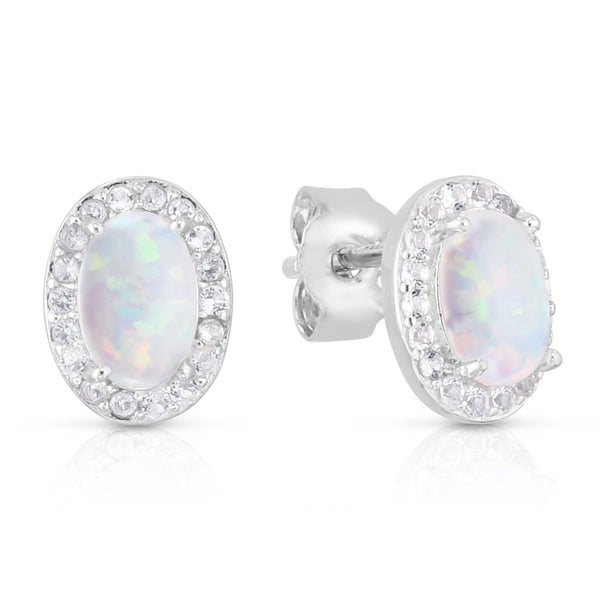Opal & White Topaz Earrings