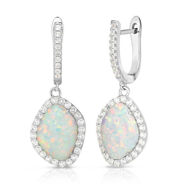 Opal & White Sapphire Earrings