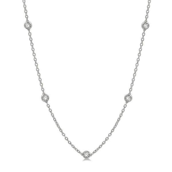photo of necklace, eleven round brilliant diamonds — 1.00twt 14k white gold. 18