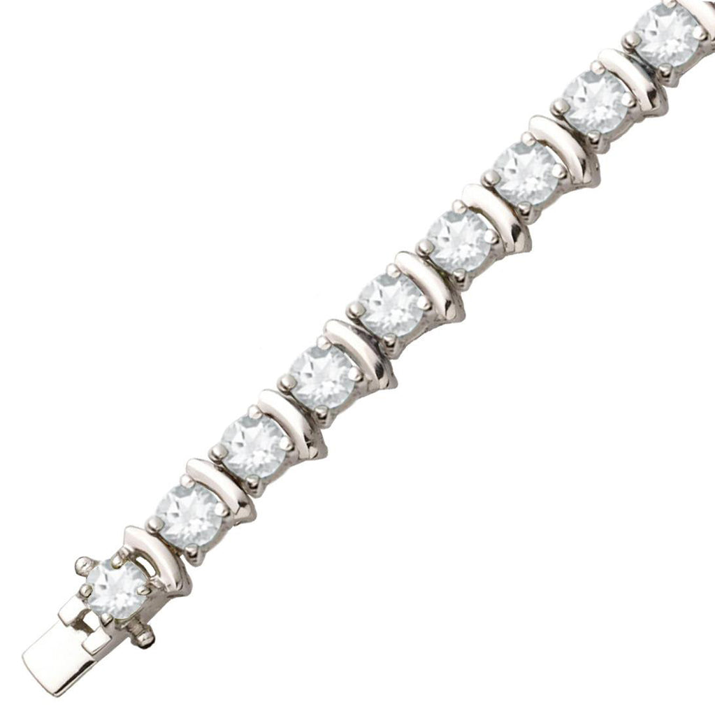 Caribbean White Topaz Hook Bracelet - Sterling Silver 8mm 7.5 inch