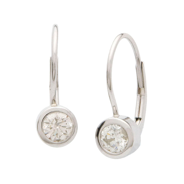 Leverback Bezel Set Diamond Earrings